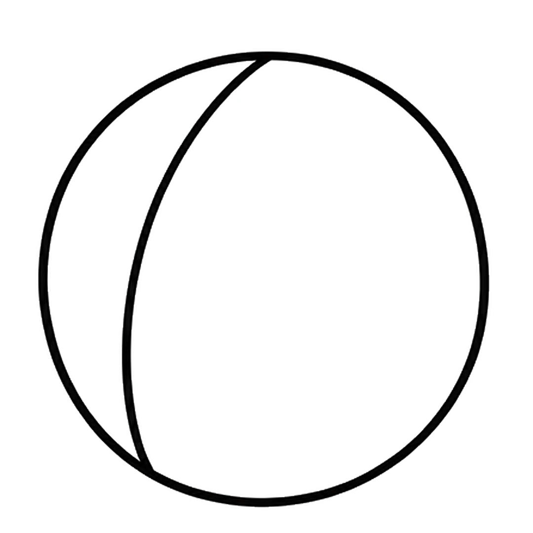 One curved line from the top of the circle down to the bottom left