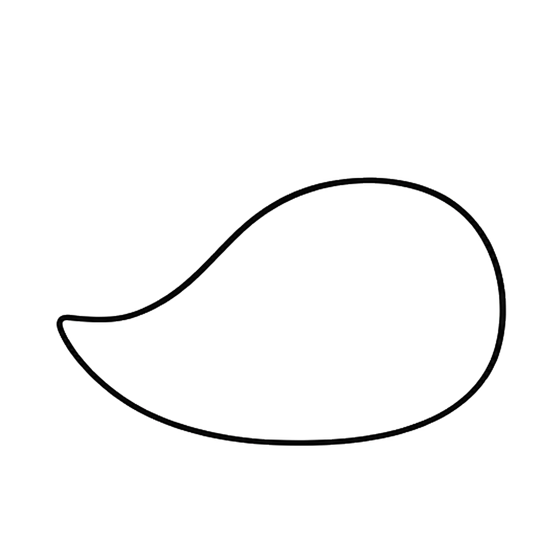 A big round body, round at the front on the right and tapering to a point at the back on the left