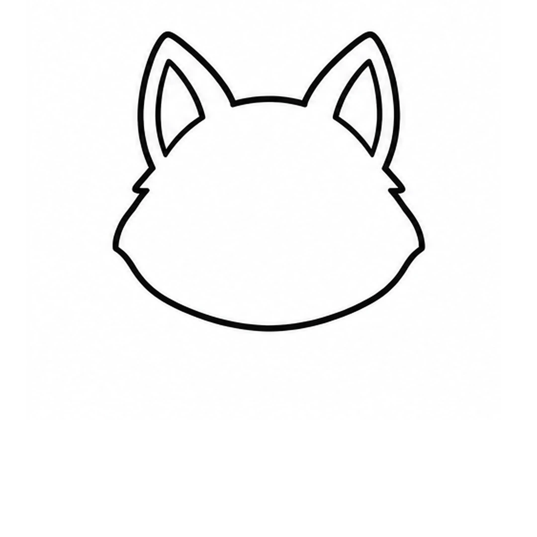 A wide head with two tall pointed ears, each with an inner ear line, and a small fur point on each side